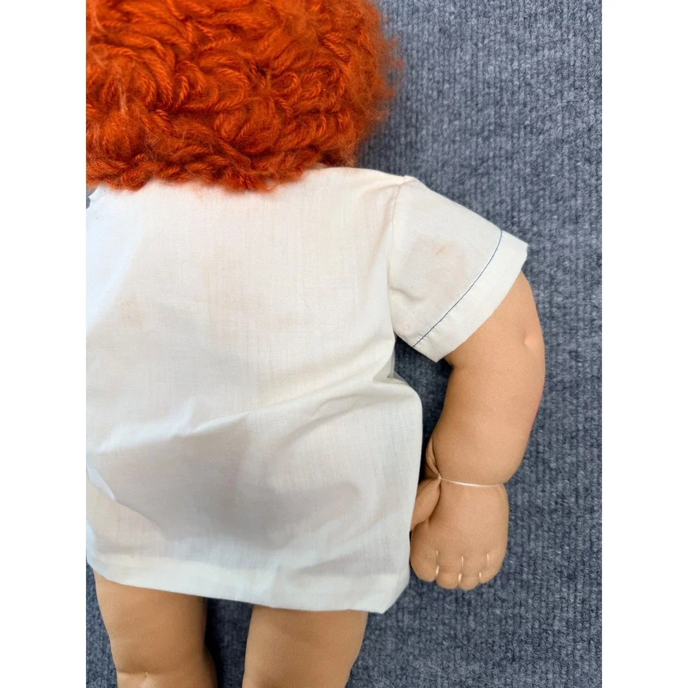 Vintage Handmade Soft Sculpture Cloth Doll Red Yarn Hair USA Shirt 21